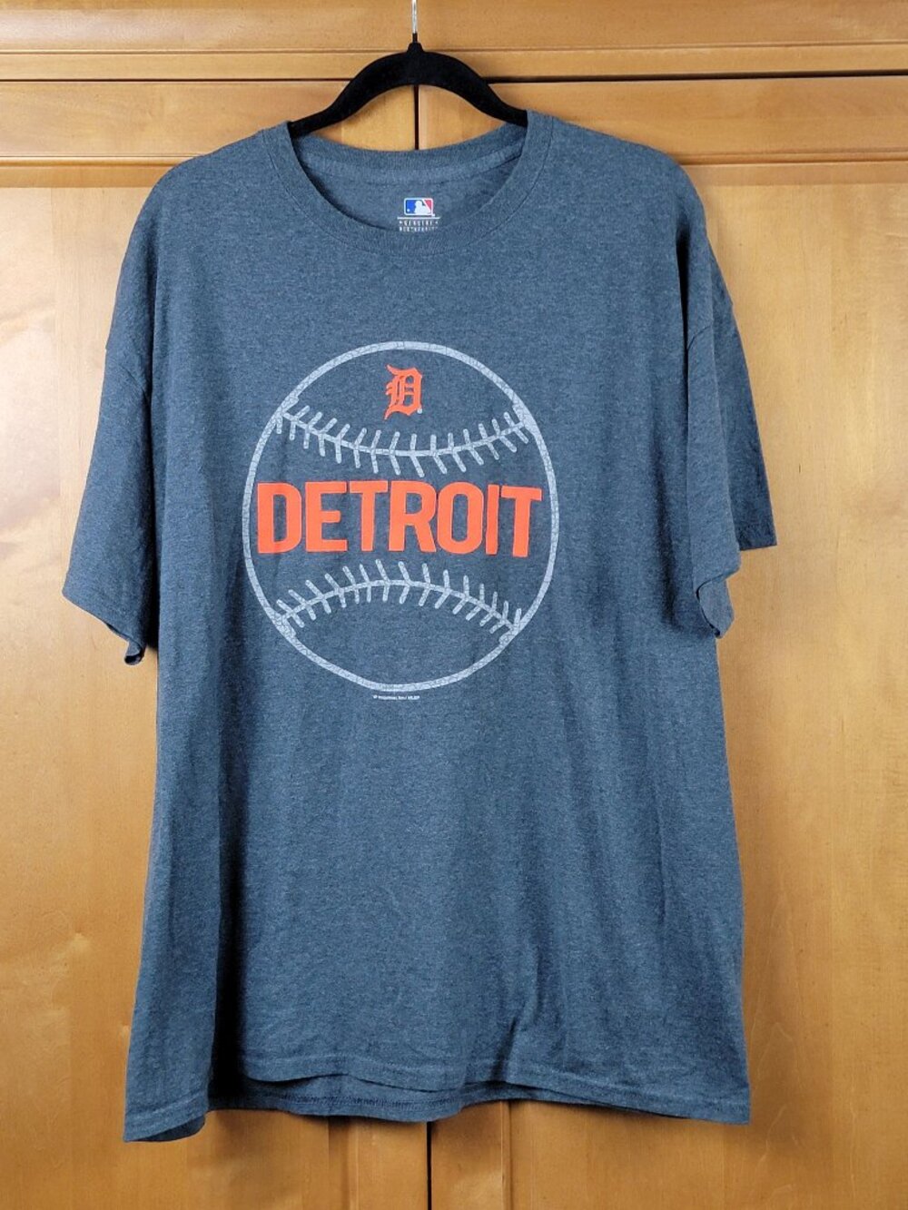 Men's MLB Genuine Merchandise Grey & Orange Detroit Tigers Baseball Tee - XL